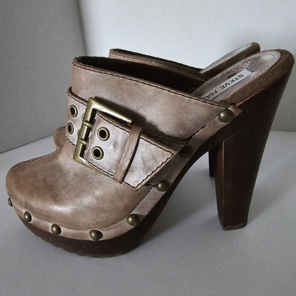 Steve Madden Dakkota Leather Platform Side Buckle Clogs Size 9.5 - Picture 2 of 10